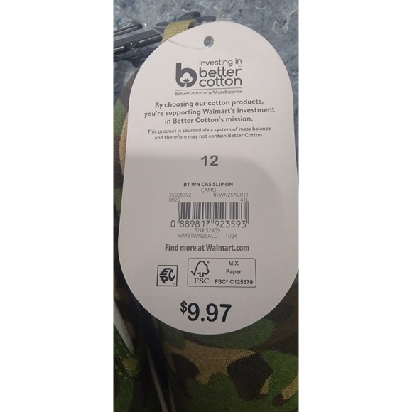 Better Cotton‎ Mass Balance BT WN Cas Slip On Camo Sneakers Size 12 - Picture 2 of 7